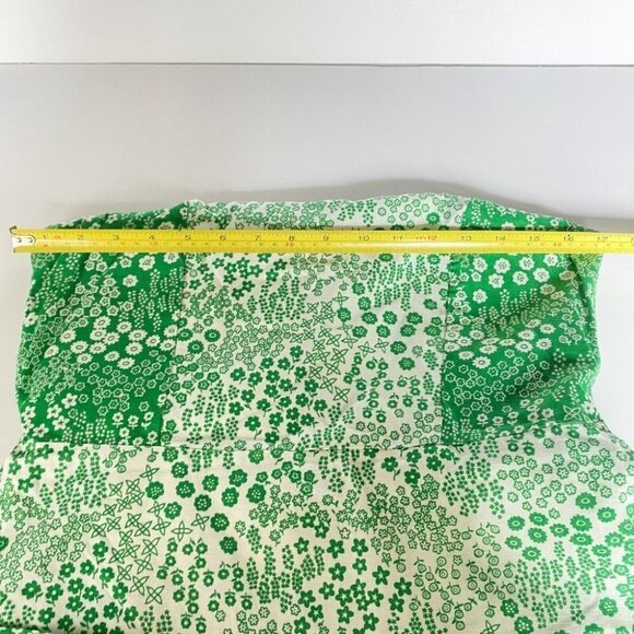 Vintage Cottage Core Micro Chintz Floral Emerald Green  Ruffle Hem Midi Dress S - Picture 7 of 8